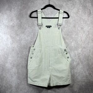Vintage No Boundaries Shortalls Shorts Overalls Women M 7/9 Junior Green Gingham